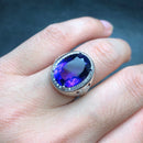 💎     Recomendado pelo proprietário, novo anel masculino, roxo misterioso, ametista natural